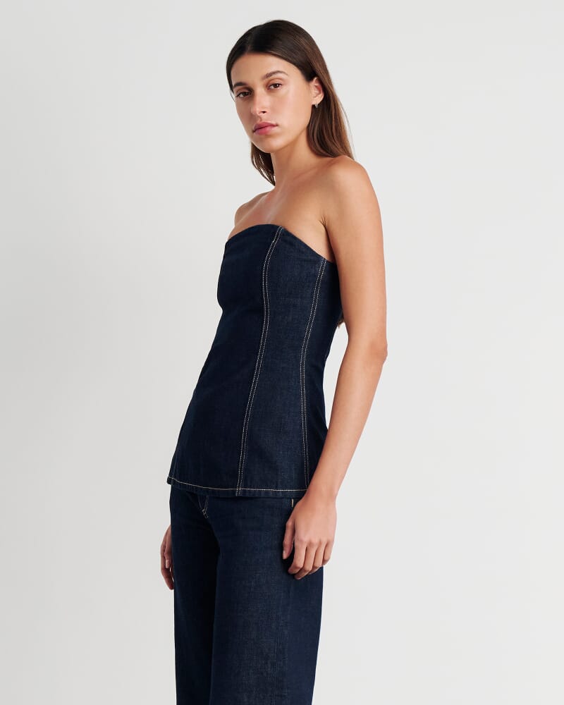 Cora Denim Bustier in RAW WASH