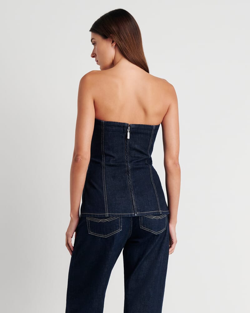 Cora Denim Bustier in RAW WASH