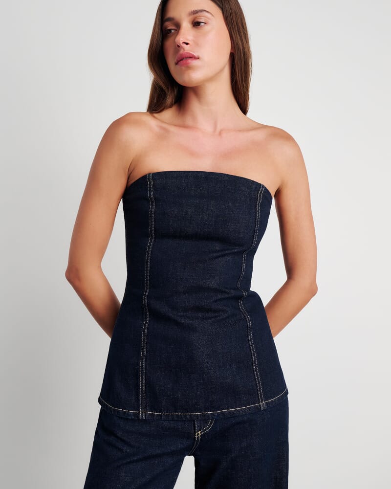 Cora Denim Bustier in RAW WASH