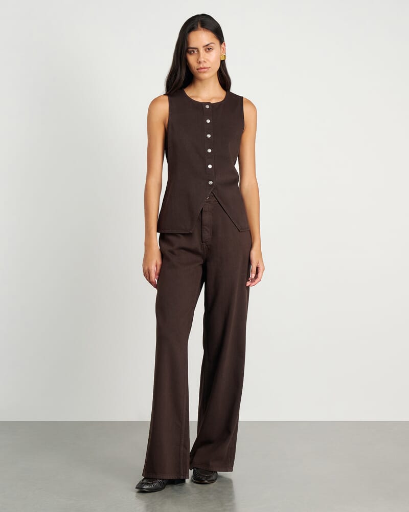 Loe Denim Vest in DARK CHOCOLATE