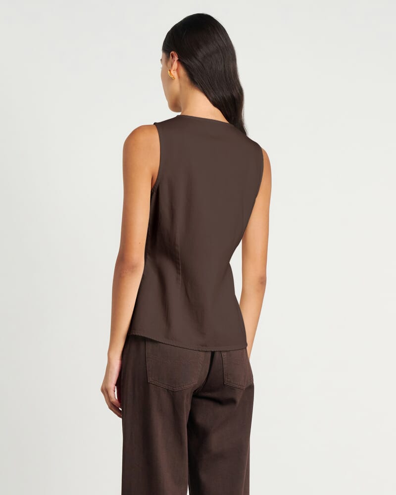 Loe Denim Vest in DARK CHOCOLATE