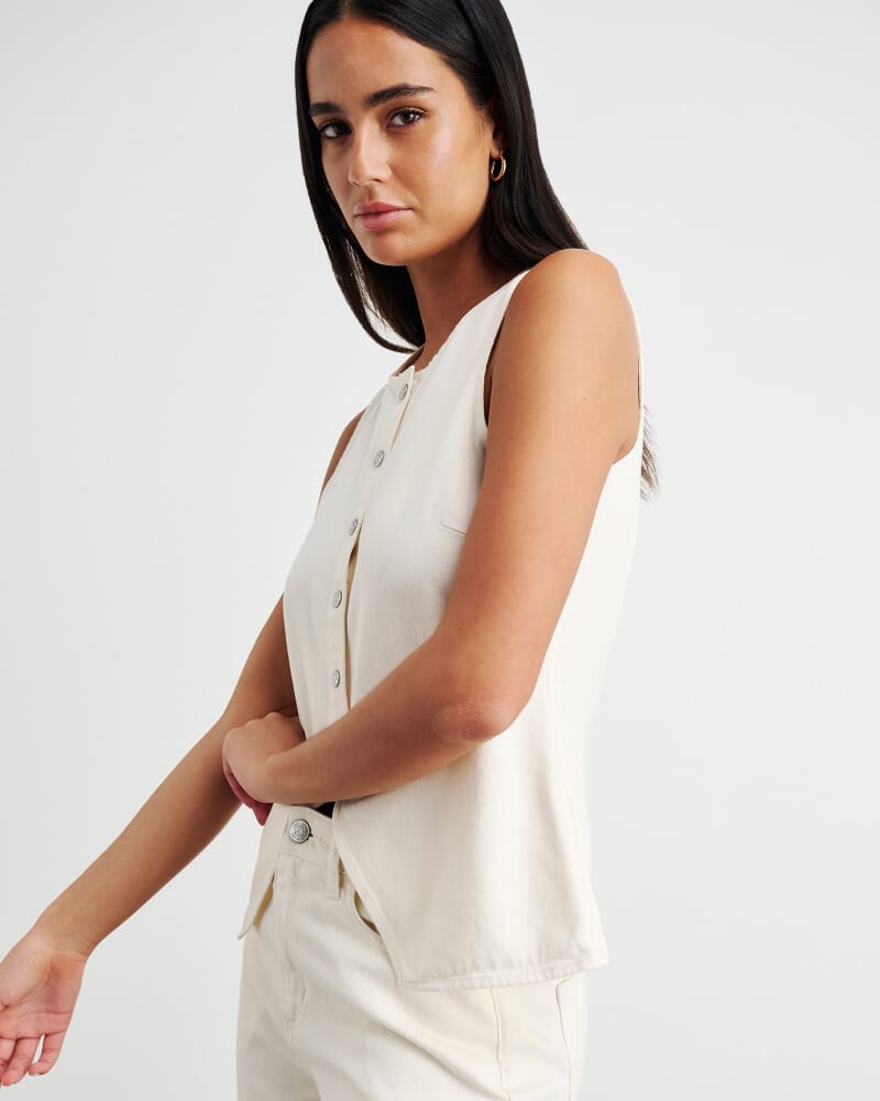 Loe Denim Vest in ECRU