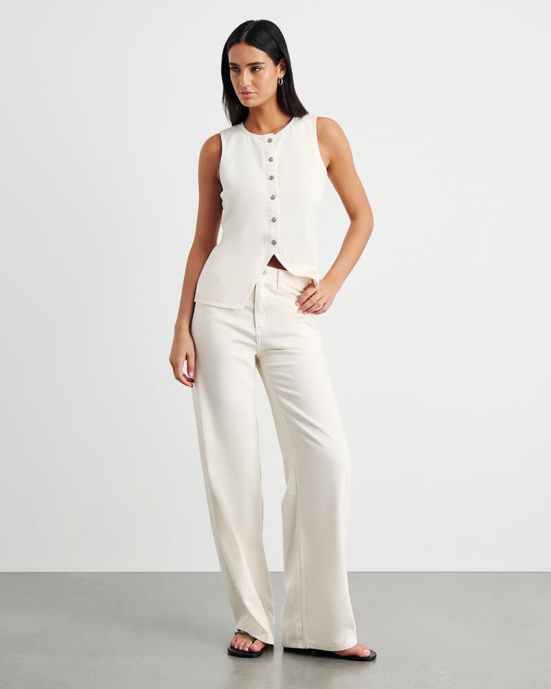 Loe Denim Vest in ECRU