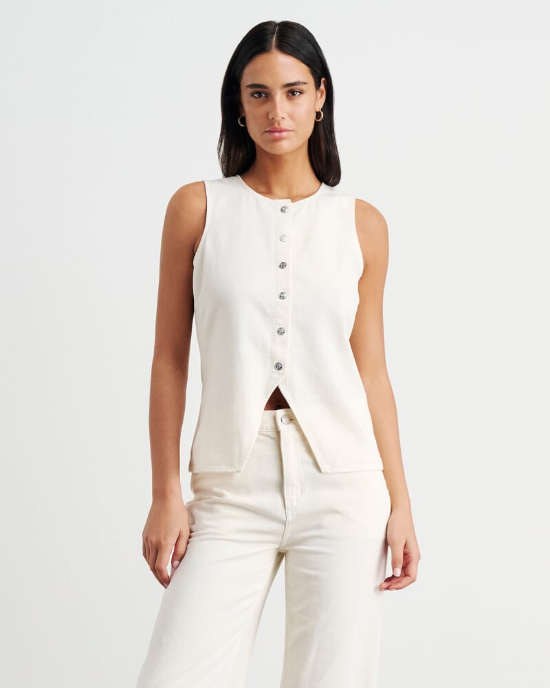 Loe Denim Vest in ECRU