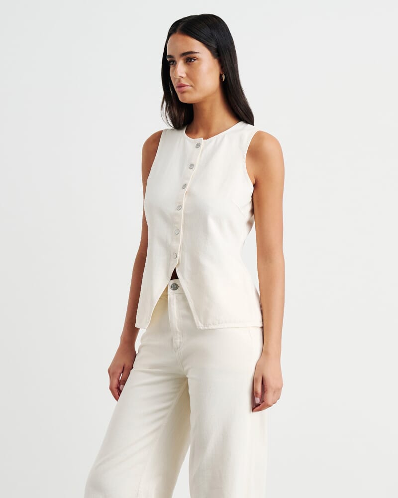 Loe Denim Vest in ECRU