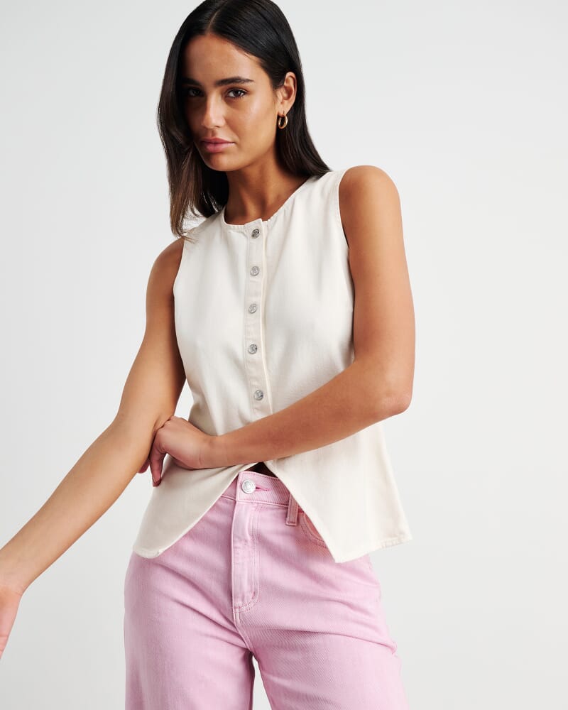 Loe Denim Vest in ECRU