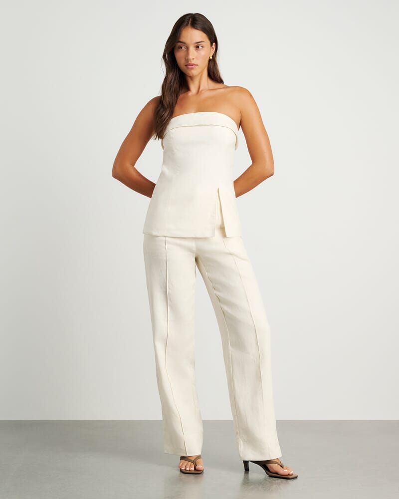 Kayla Linen Bustier in MILK
