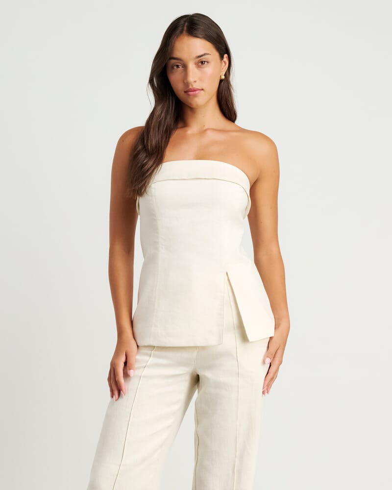 Kayla Linen Bustier in MILK