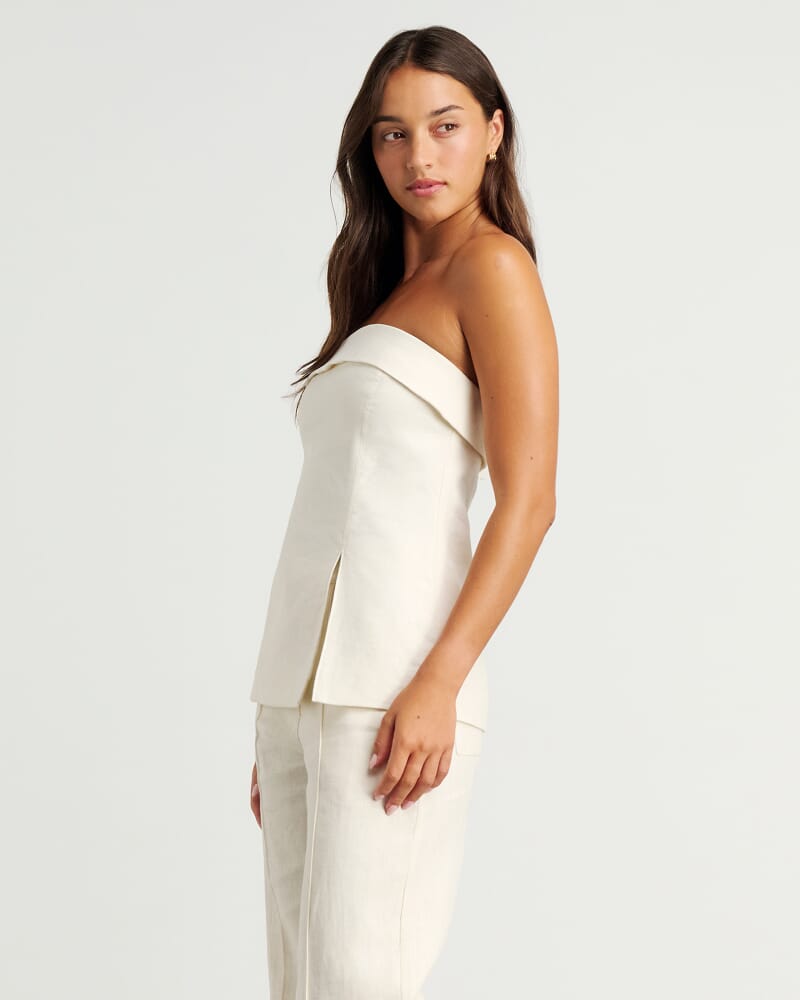 Kayla Linen Bustier in MILK