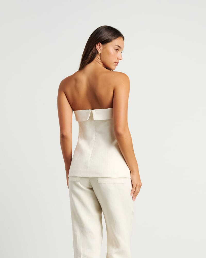 Kayla Linen Bustier in MILK