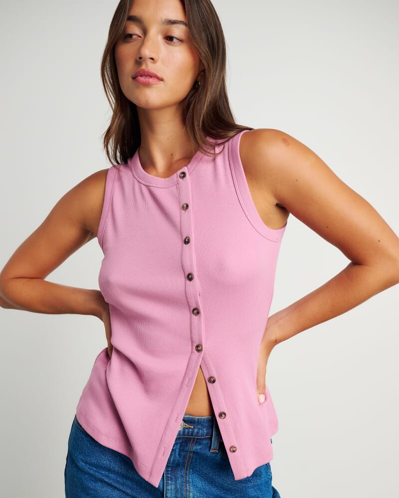 Celina Asymmetric Vest in TERRAROSE