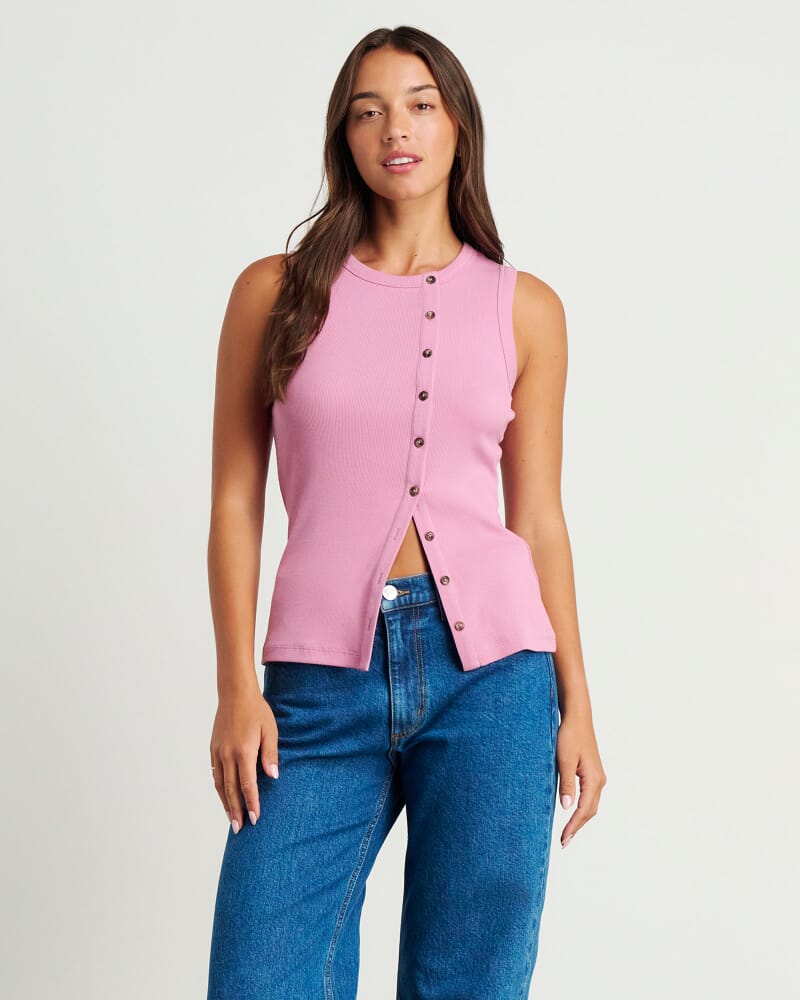 Celina Asymmetric Vest in TERRAROSE