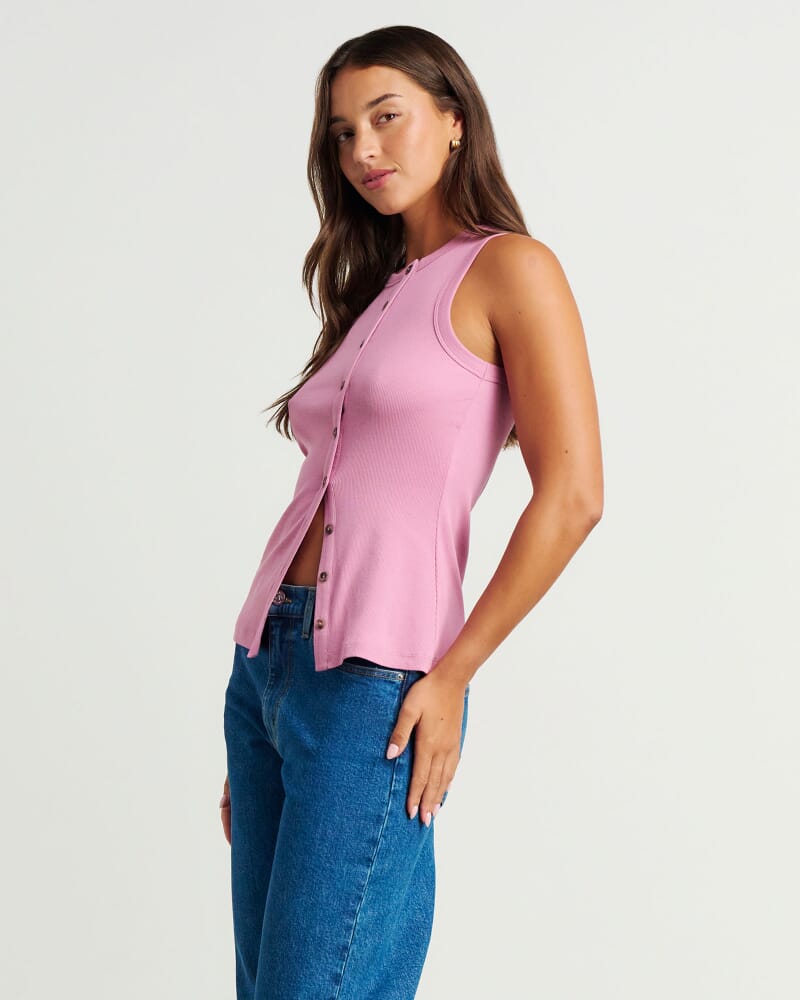 Celina Asymmetric Vest in TERRAROSE