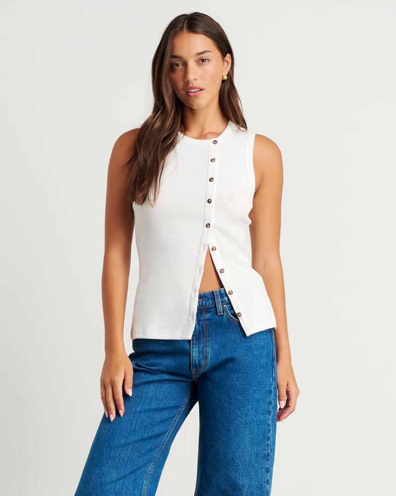 Celina Asymmetric Vest in WHITE