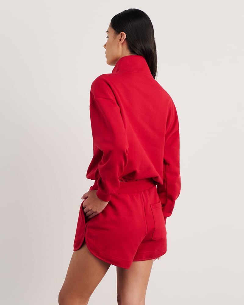 Aston Quarter Zip Sweat in DEEP RED