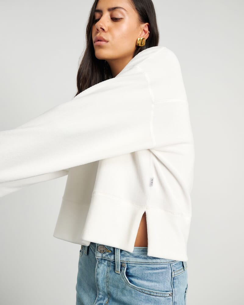 Alyse Cord Long Sleeve Sweat in OFF WHITE