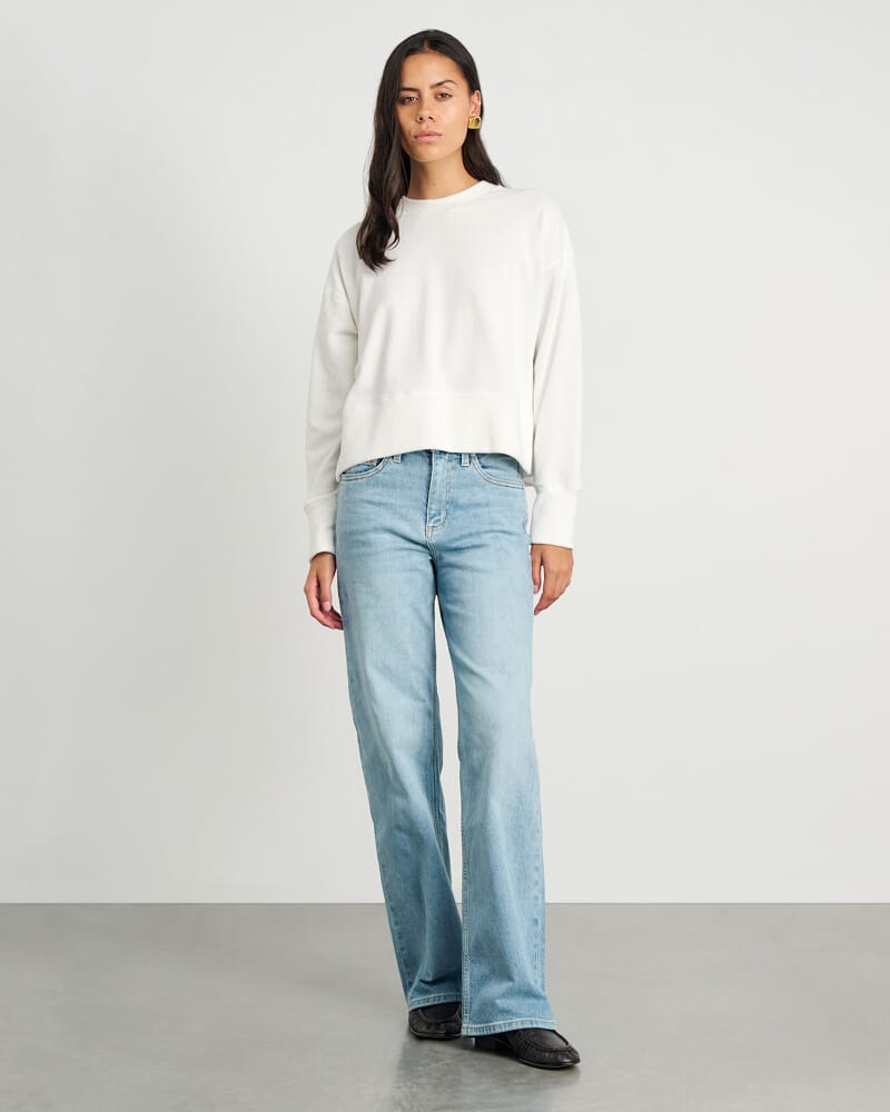 Alyse Cord Long Sleeve Sweat in OFF WHITE