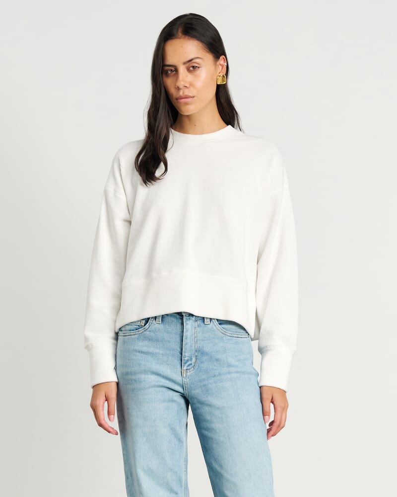 Alyse Cord Long Sleeve Sweat in OFF WHITE