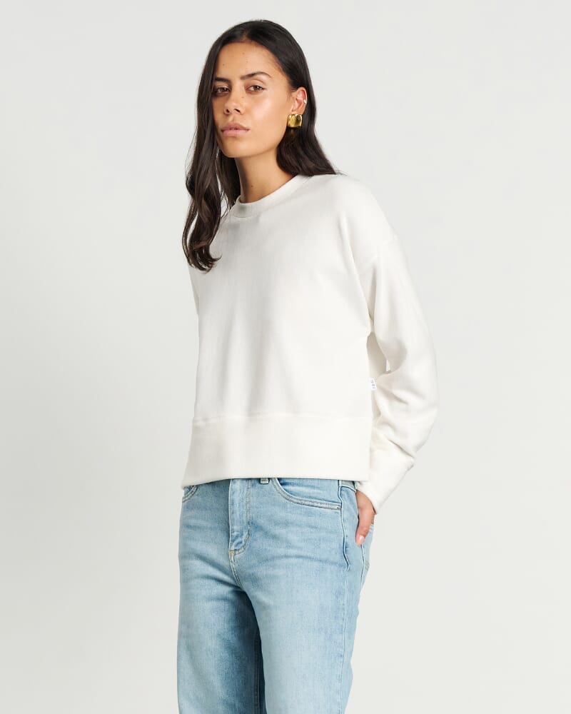 Alyse Cord Long Sleeve Sweat in OFF WHITE