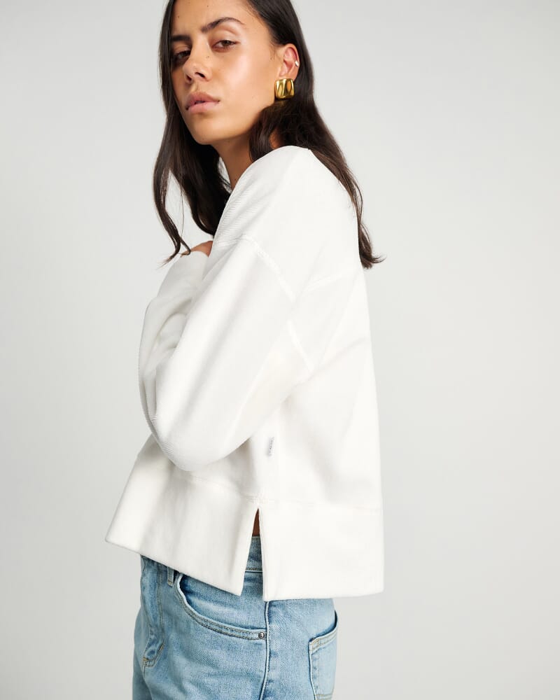 Alyse Cord Long Sleeve Sweat in OFF WHITE