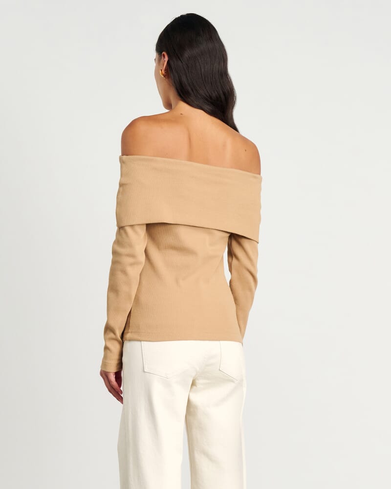 Harlowe Off Shoulder Top in COFFEE