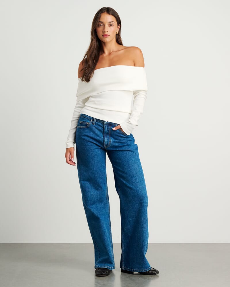 Harlowe Off Shoulder Top in WHITE
