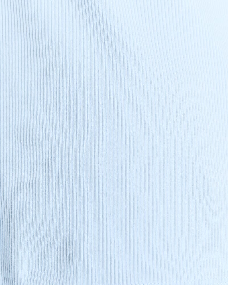 Hallie Rib Long Sleeve Top in LIGHT BLUE