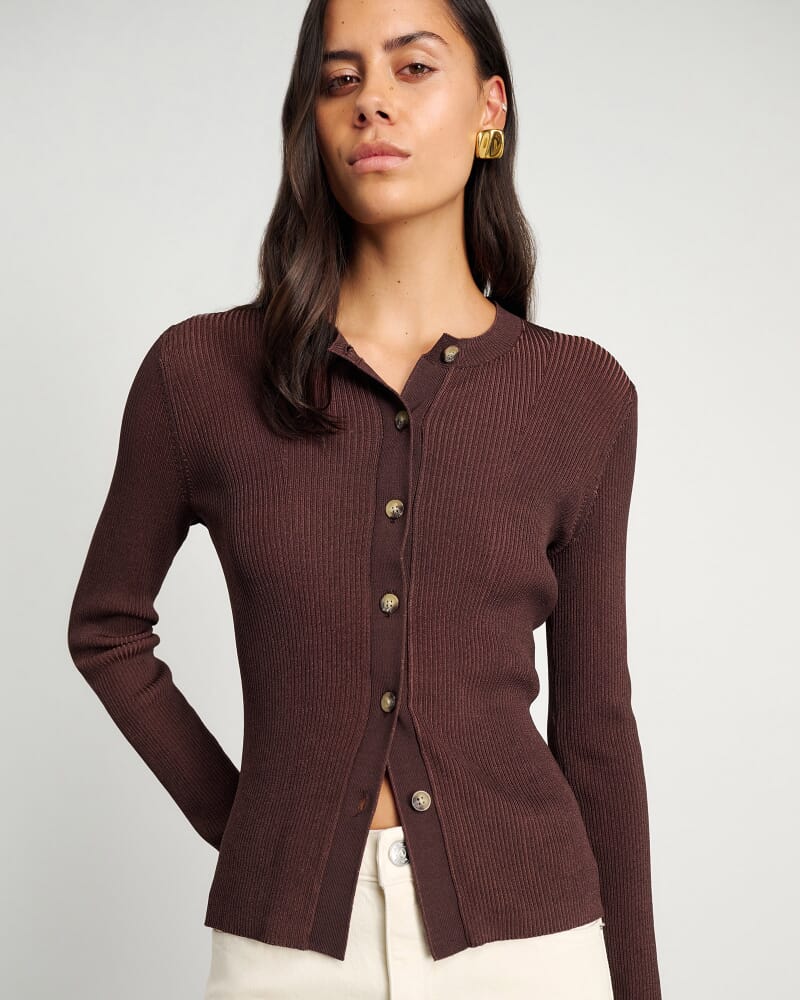 Alora Long Sleeve Cardigan in CHOCOLATE