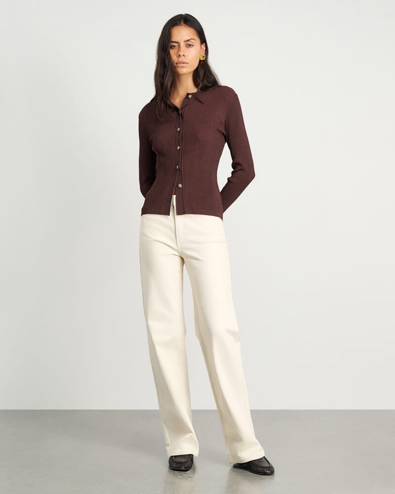 Alora Long Sleeve Cardigan in CHOCOLATE