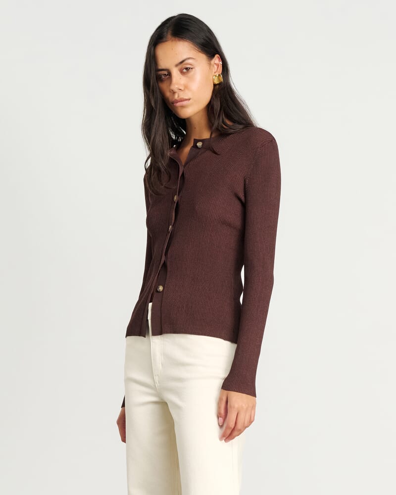 Alora Long Sleeve Cardigan in CHOCOLATE
