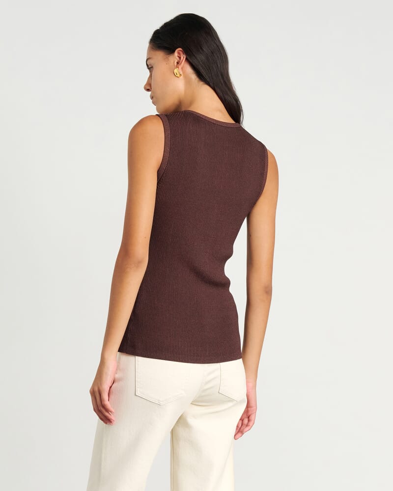 Alora Longline Knit Vest in DARK CHOCOLATE