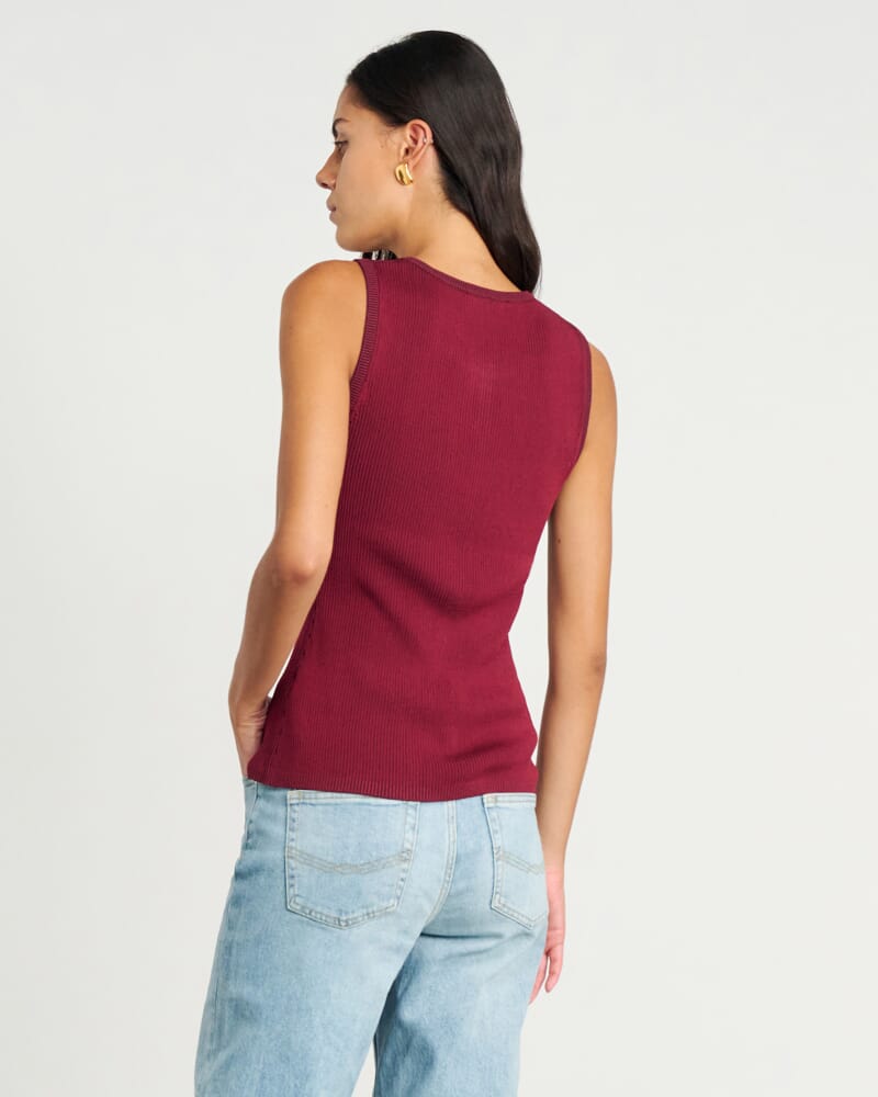 Alora Longline Knit Vest in WINE