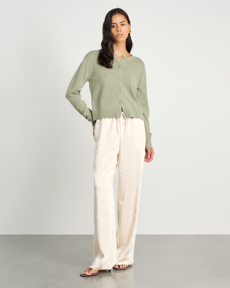 Long Sleeve Wool Cardigan in SAGE