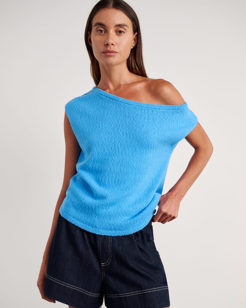 Arden Off Shoulder Knit in BELLE BLUE