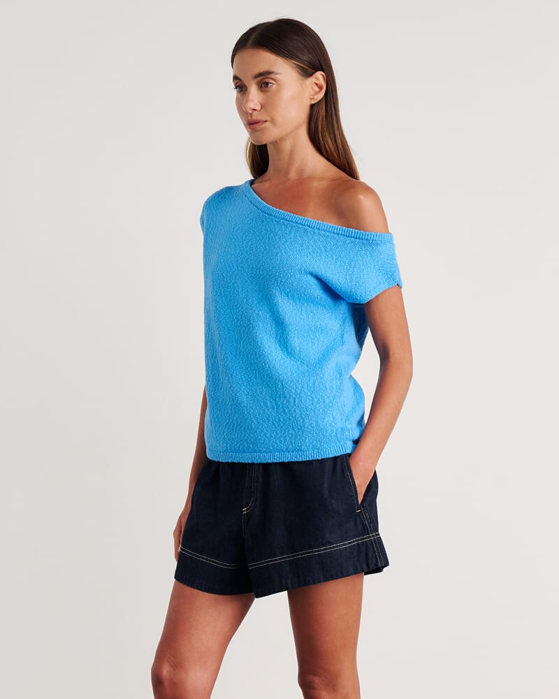 Arden Off Shoulder Knit in BELLE BLUE