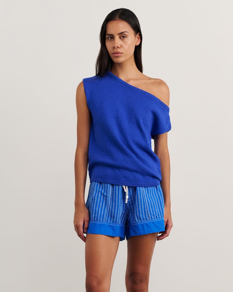 Arden Off Shoulder Knit in BRIGHT BLUE