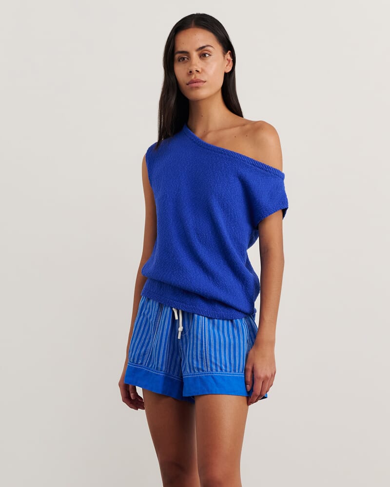 Arden Off Shoulder Knit in BRIGHT BLUE