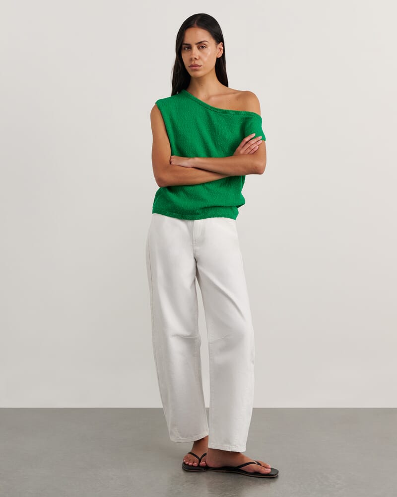 Arden Off Shoulder Knit in BRIGHT GREEN