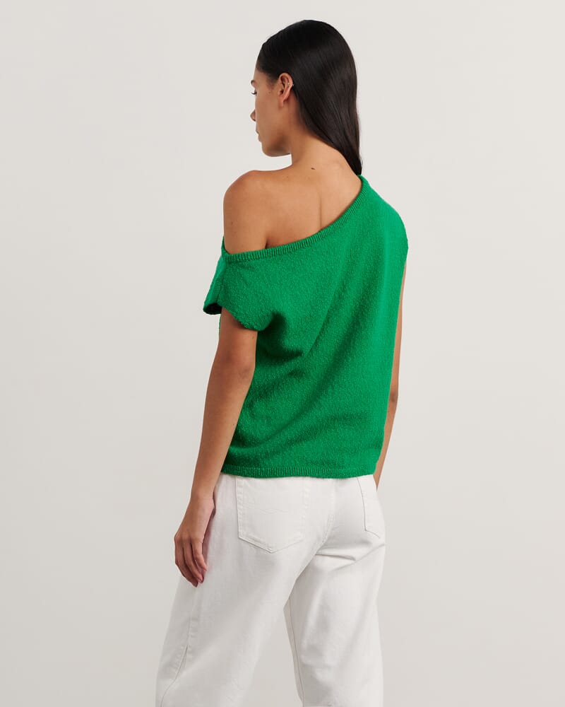 Arden Off Shoulder Knit in BRIGHT GREEN