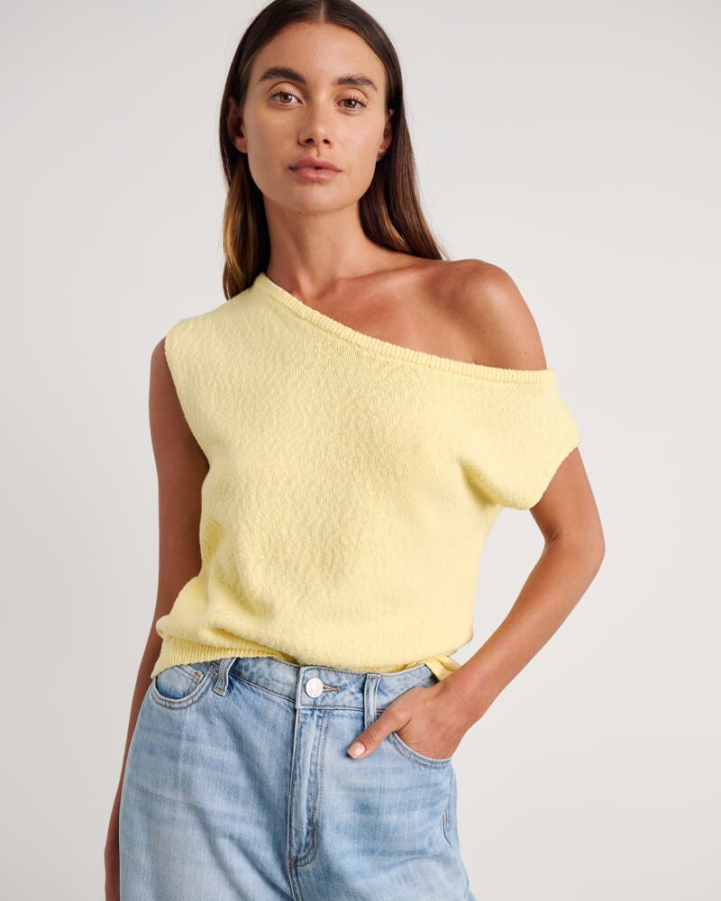 Arden Off Shoulder Knit in LEMON SORBET