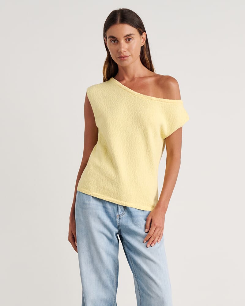 Arden Off Shoulder Knit in LEMON SORBET