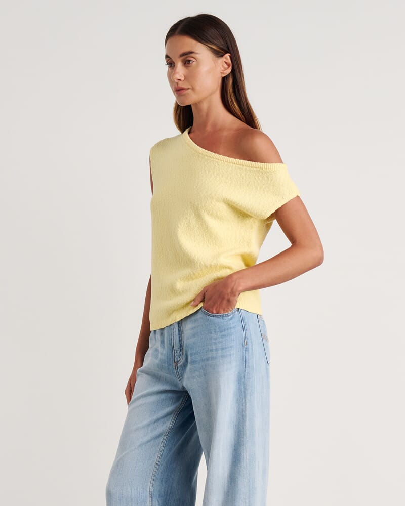 Arden Off Shoulder Knit in LEMON SORBET
