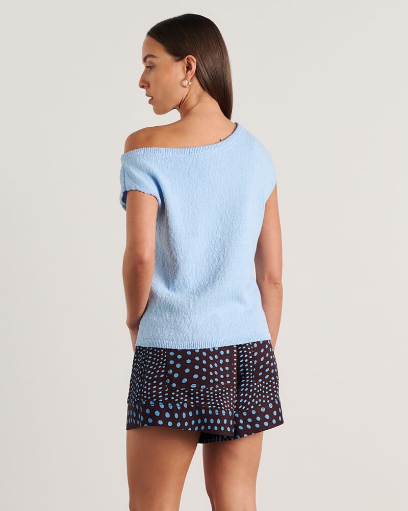 Arden Off Shoulder Knit in PALE BLUE