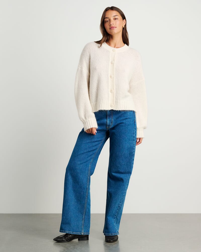 Lily Fluffy Knit Cardigan in FROST