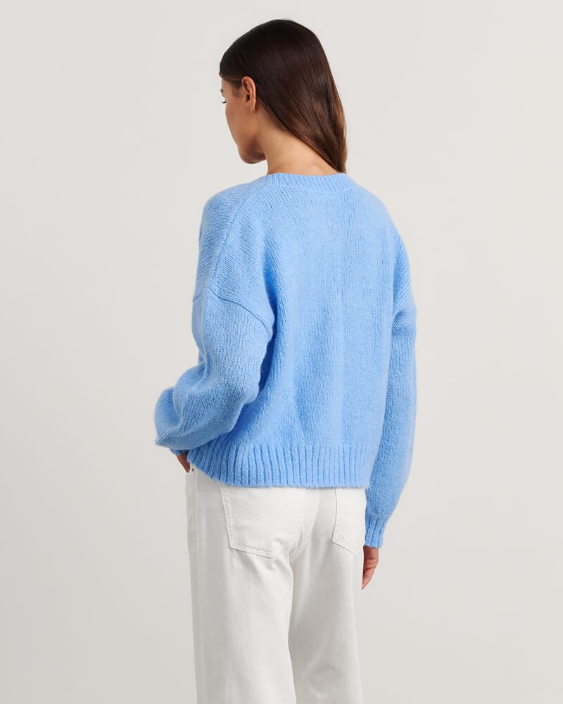 Lily Fluffy Knit Cardigan in BELLE BLUE