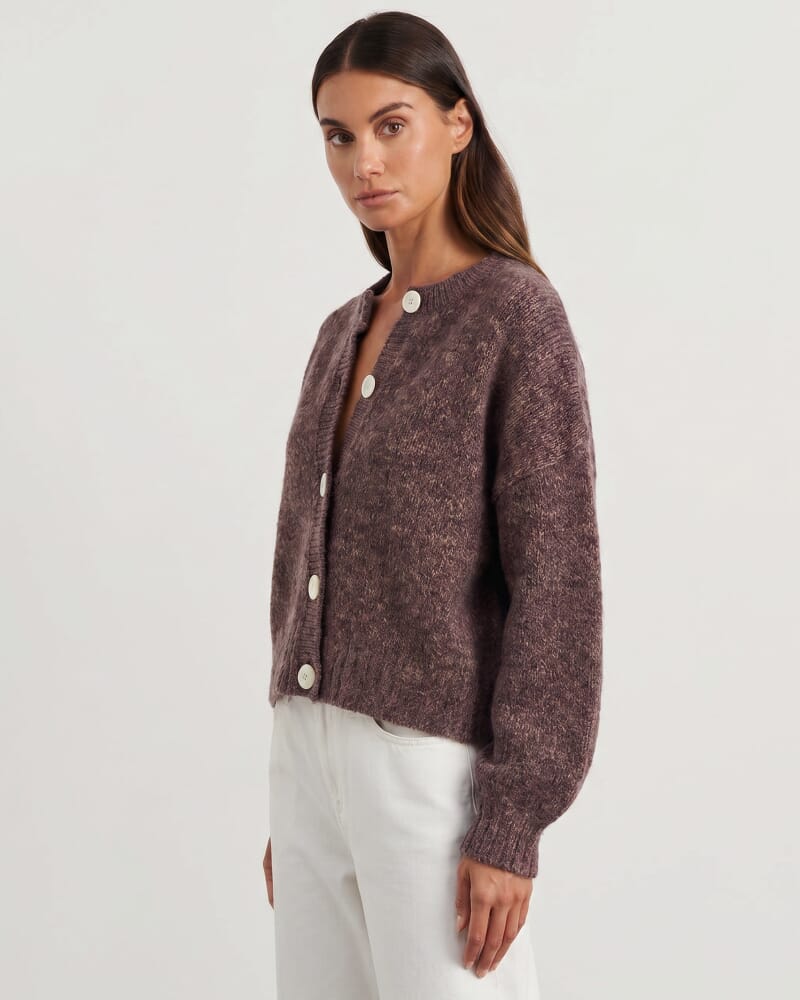 Lily Fluffy Knit Cardigan in BURNT HENNA
