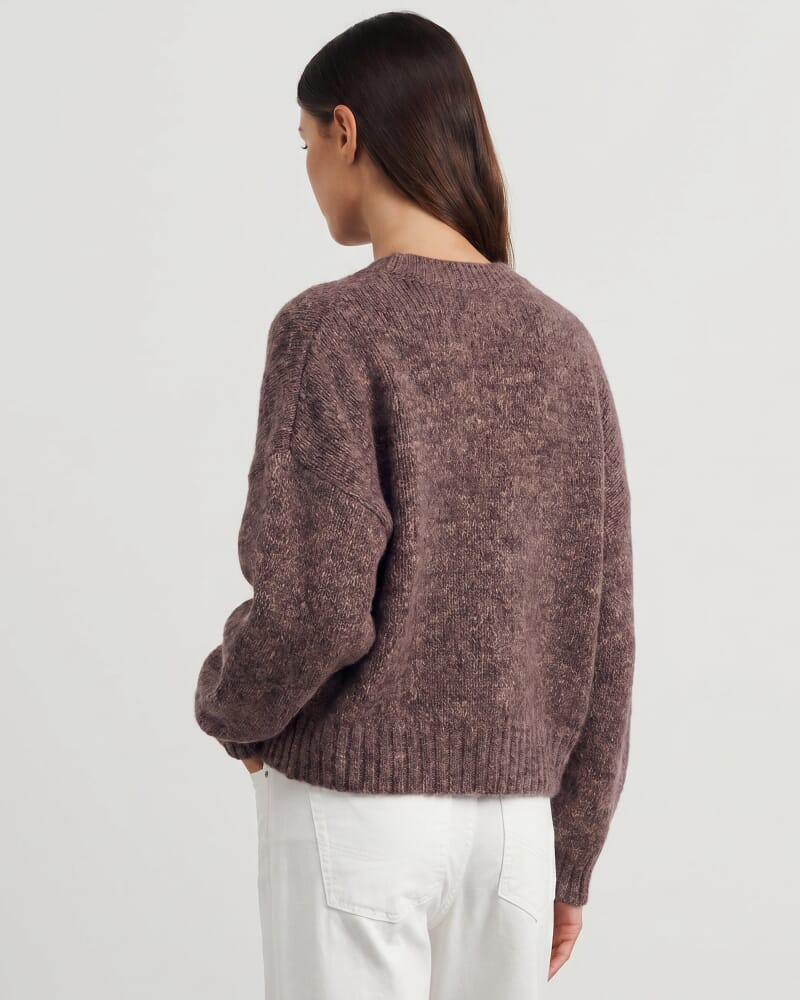 Lily Fluffy Knit Cardigan in BURNT HENNA