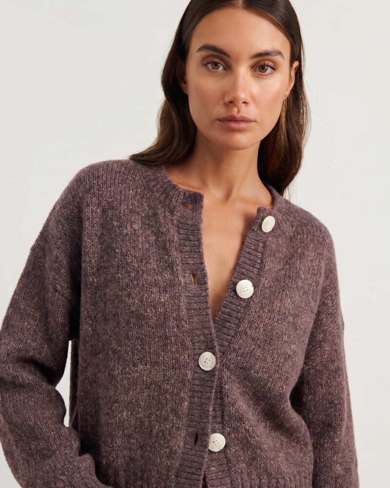 Lily Fluffy Knit Cardigan in BURNT HENNA