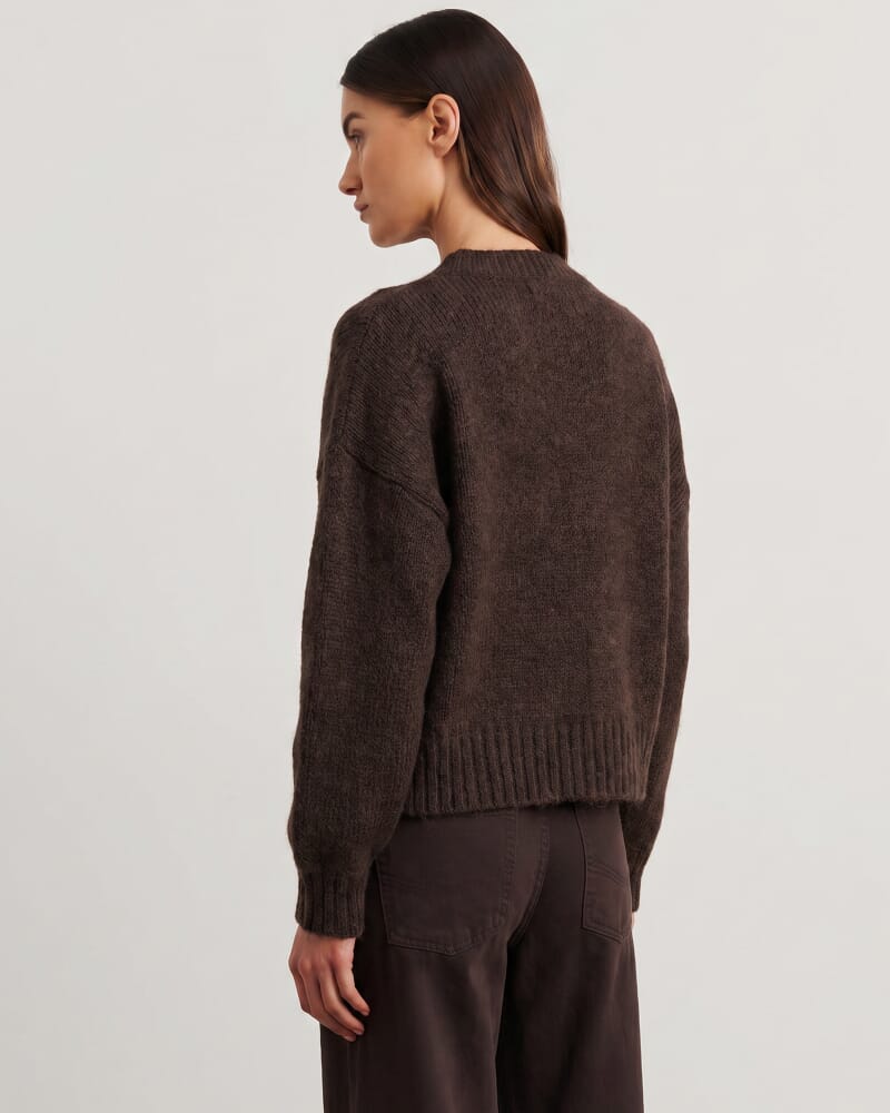 Lily Fluffy Knit Cardigan in DARK CHOCOLATE