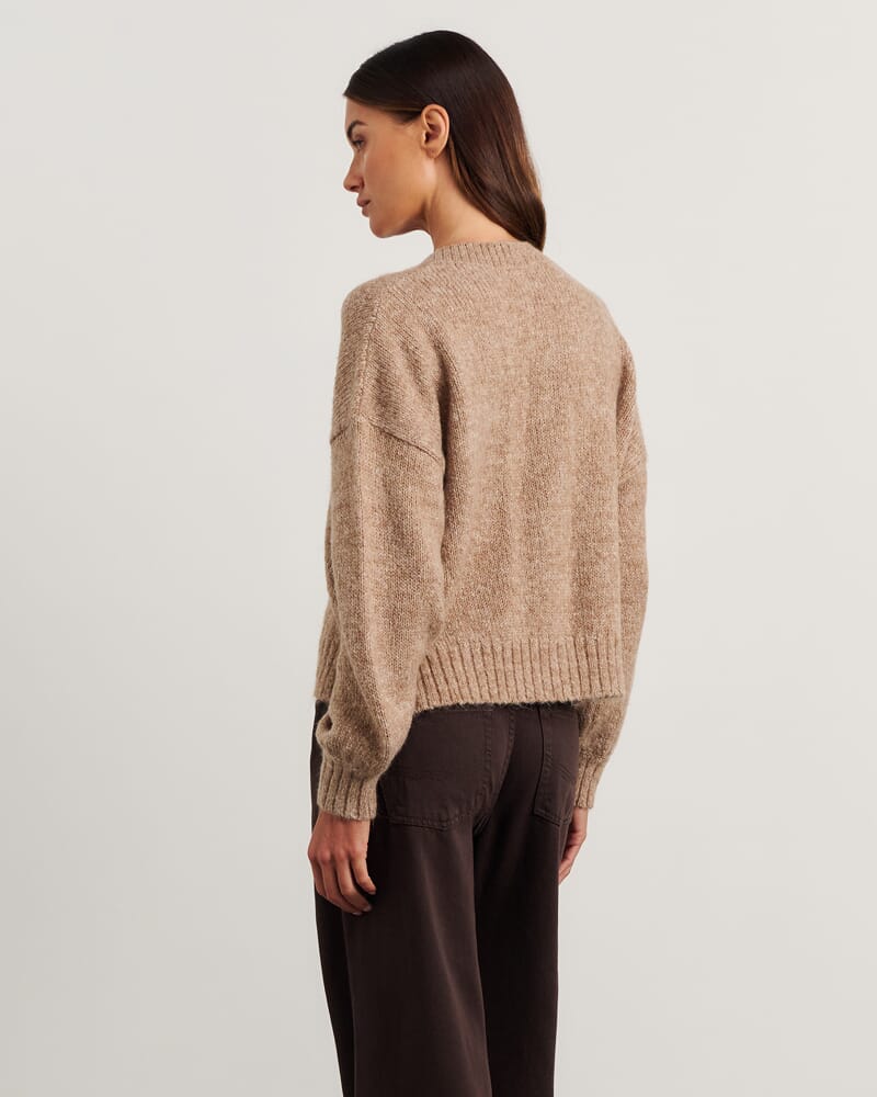 Lily Fluffy Knit Cardigan in LATTE